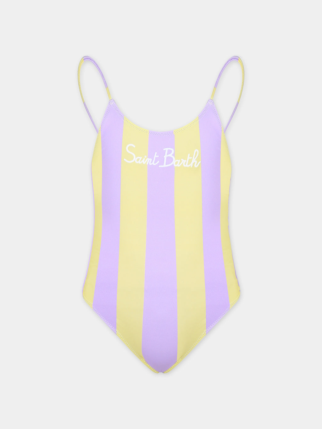 Purple swimsuit for girl with logo